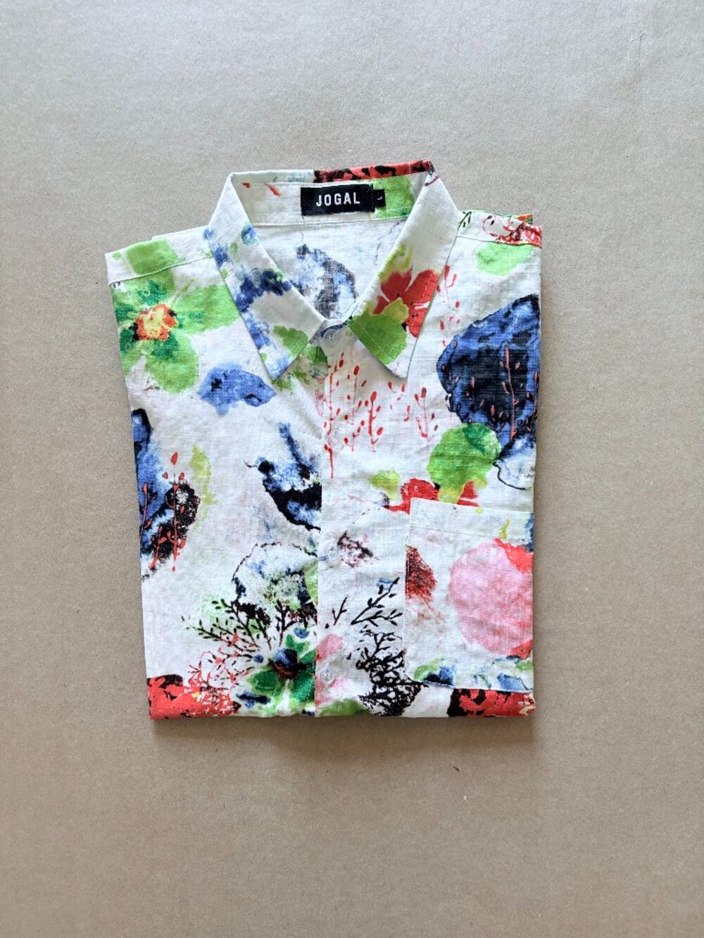 JOGAL Abstract Floral Short Sleeve Resort Shirt Size L